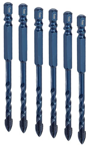 TICFOX Set di Punte per Piastrelle, 10 Pezzi Trapano A Croce In Metallo Duro con Fusto Esagonale 1/4 In per Ceramica Marmo Vetro (Blu Scuro)