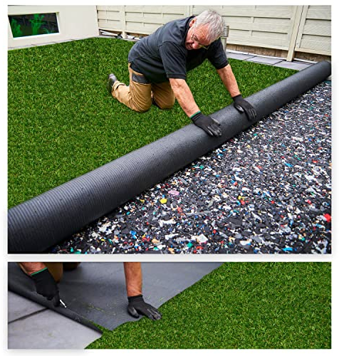 MDEKOR Kunstrasenteppich Outdoor - Kunstrasen wetterfest, Rasenteppich Meterware Grün 400x200 cm, Balkon Bodenbelag wasserdurchlässig mit Drainage 200 cm breit in Echtrasen-Optik