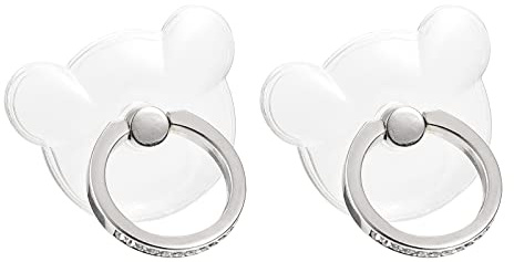 sourcing map Transparent Phone Ring Holders, Diamond Clear Finger Grip Stand for Phone, Case, Tablet (Bear Shape), 2Pcs
