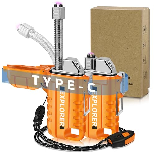 Lafagiet USB C Wiederaufladbares Feuerzeug, 360 ° Flexibler Hals, Wind- und Wasserdicht, Elektrische Bogen Feuerzeuge, Vatertagsgeschenke für Männer Papa F37-or