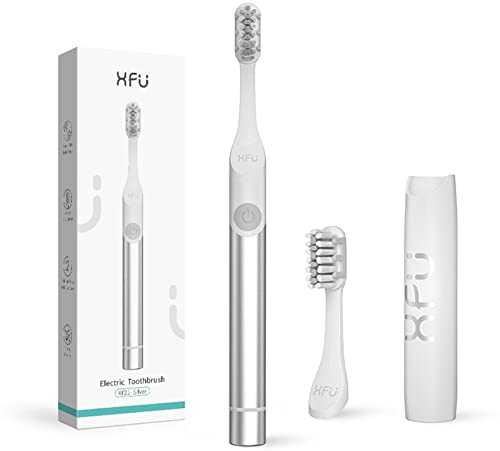 Seago Spazzolino elettrico a batteria con 2 testine, spazzolino elettrico da viaggio portatile, spazzolino elettrico sonico per adulti e bambini, batteria non inclusa, SG2102 (Argento)