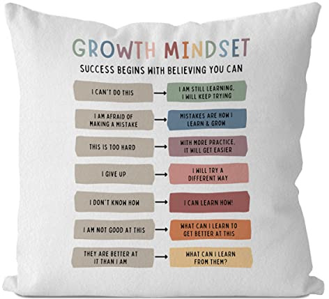 IWXYI Boho Classroom Decor,Classroom Nursery Pillow Covers 18x18,Growth Mindset Cushion Pillows Case Decoration for Classroom,Boho Classroom Decor,Counselor Therapy Office Decor,