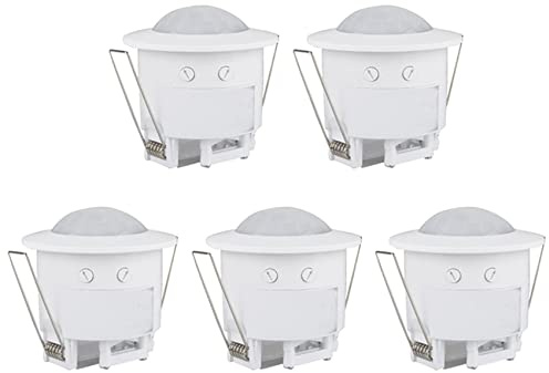 NONDK Lot de 5 interrupteurs de lumière du détecteur de mouvement PIR encastré infrarouge 110 V-220 V 360 ° Capteur de lumière de mouvement