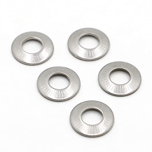 TULDYS Tellerfeder aus Edelstahl 304, gezackte Sicherungsscheibe, konisch, gerändelte, elastische Dichtung, M3, M4, M5, M6, M8, M10, M12, M16, A2 (Size : M4 20pcs)