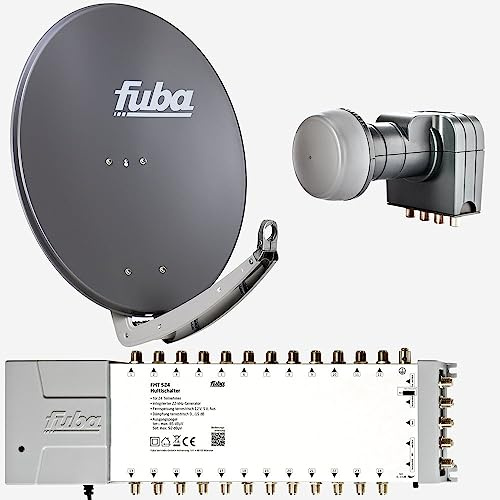 Fuba Sat Anlage 24 Teilnehmer | DAA 780 A Satellitenschüssel 80cm Alu anthrazit (Testergebnis: ausgezeichnet)* + Fuba Quattro LNB + Fuba Sat Multischalter 24 Teilnehmer (DVB-S2, HDTV, UHD 4K/8K, 3D)