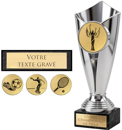 KDO MAGIC – Personalisierbarer Pokal – Individuell gestaltbarer Becher mit Gravur – zu Weihnachten, zum Ruhestand oder für sportliche Veranstaltungen – Gold/Bronze/Silber (Silber, Champion)
