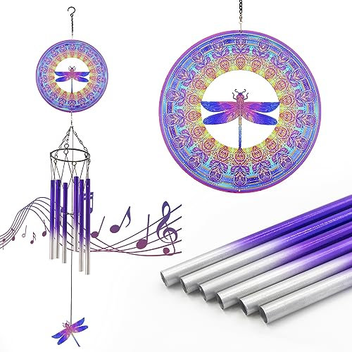 Dragonfly Garden Ornaments outdoor, Wind Chimes for Garden Birthday Presents for Mum Unique, Pinwheels Wind Spinners outdoor, Gardening Dragonfly Gifts for Women, Mum, Grandma