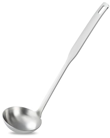 Pleafind Cazo Acero Inoxidable, Cucharas con Forma Integral y Duradero, Cucharones de Cocina con Agujeros para Colgar, Cazos para Servir Sopa, Estofado, Salsa y Chili