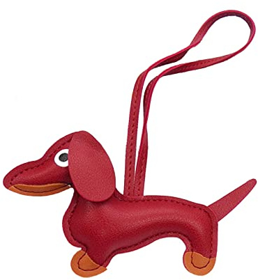 LUOFENG Mini süßer Dackel-Hund-Schlüsselanhänger-Anhänger, schöner PU-Leder-Tiere-Schlüsselanhänger für Handtasche, Tasche, Rucksack, Handtasche
