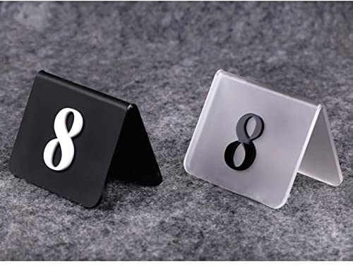 XLJLKJDS Tischnummer aus Acryl, Tischnummernschild für Hochzeitsrestaurants, Sitzplatznummern 1–25/1–50/1–100, Schwarz matt/Klar matt, Tischdekoration, stapelbare Tischnummernkarte (Farbe: Transparen