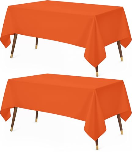 Utopia Kitchen 2er-Pack Tischdecke abwaschbar (152 x 213 cm, Orange) Wasserbeständig Polyester Tischdecke Ideal für Wohnzimmer, Esszimmer, Hochzeiten und Restaurants (60 x 84 Zoll)