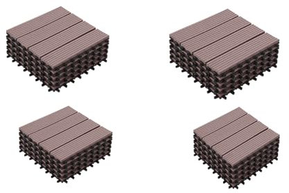 20 Dalles de Terrasse en Marron Clipsable Résistant Aux Forte et Basses Températures 30 X 30 cm Revêtement Extérieur Pour Jardin Balcon Piscine