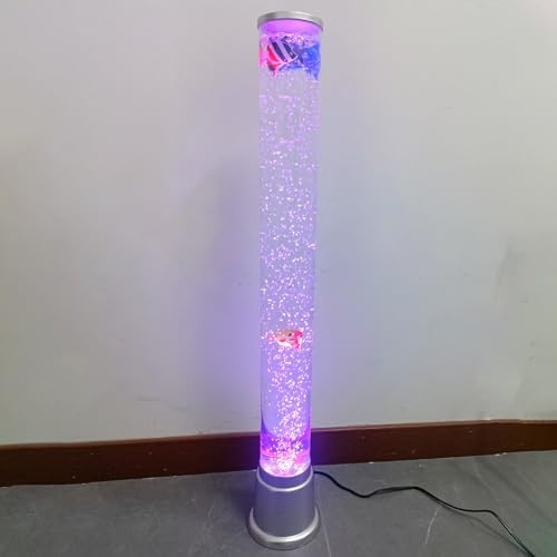 Lámpara De Lava De Piso con Tubo Pez Burbuja LED Sensorial De 2.5 Pies con 7 Efectos De Luz Que Cambian De Color Luz Nocturna De Tanque De Acuario Y Regalo For Autismo