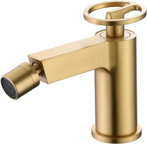 Imex Bidet-Wasserhahn, Einhebelmischer für Badezimmer, Bidetarmatur mit Mischbatterie für heißes und kaltes Wasser, Bidet-Armatur, einfache Installation, Serie Olimpo, gebürstetes Gold