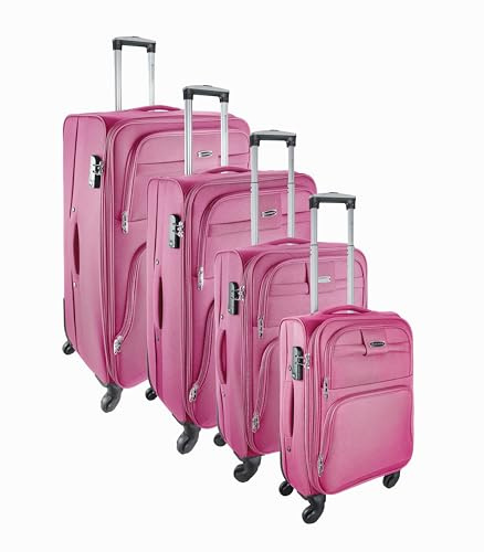 Goldhofer® Kofferset Stilvoll, praktisch & in 4 Größen für Einer wundervolle Reise, (Set, 4 TLG), 360° Leichtlaufrollen (Rose)