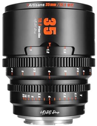 7artisans 35mm T2.1 Cine Lens APS-C fixed focus film lens wide angle, large aperture for M43-Mount,black