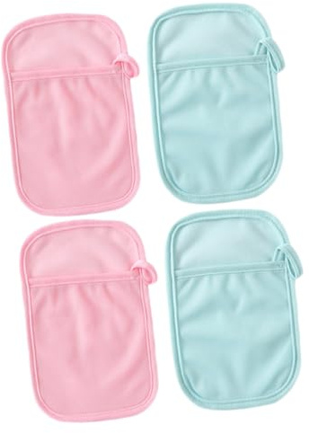 HAPINARY 4 Stück Duschen Waschlappen mit Daumenring aus Polyester und Baumwolle Komfortables Handgefühl Geeignet für Shower und Eltern Hauswarming Zufällige Farbe