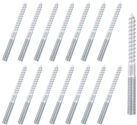 Fhioevt 15 Stück Stockschrauben M8 Schraube Doppelseitige Dübelschrauben M8x100 mm Torx Stockschrauben Holzschrauben Dübelbefestigung Verzinkte Metrischer Bolzen Kopflose Holzschraube