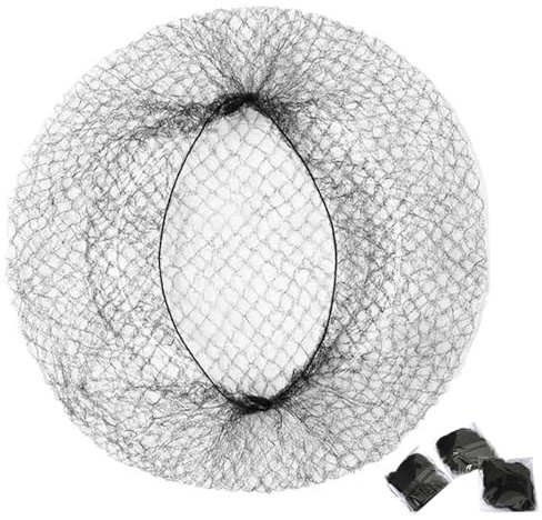 Neta para el cabello 100 piezas de 24 pulgadas redes para el cabello invisibles estirables para mujeres, hombres y niños Neta de malla negra para pan, sueño y servicio de alimentos de cocina.