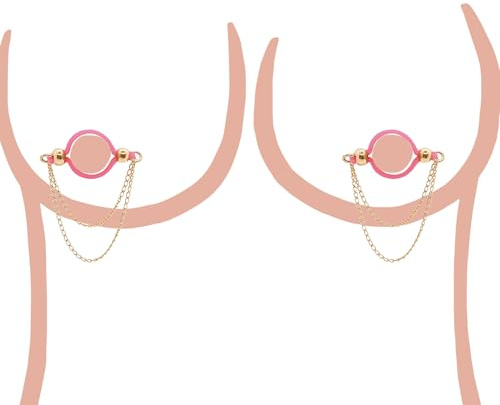 Falsche Nippelringe mit Ketten – Piercingfreier Nippelschmuck – Intimer Schmuck – Sexy Schmuck - Brustwarzenpiercing - Nippelpiercing - Brustpiercing - Brustwarzenring - Brustwarzen-Schmuck