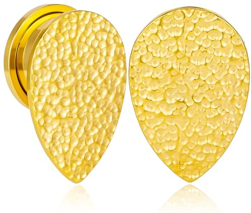 Vankula Ohr Tunnel 1 Paar Single Flared Flesh Plugs Tropfen Edelstahl für männer damen Ohrpiercing Gestreckte Schmuck 8mm bis 19mm