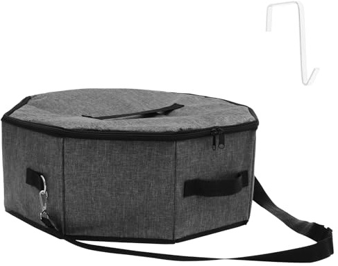 KEGAJEGA Hutschachtel 44x17,5cm Hutbox Cowboyhut mit Abdeckung Reißverschluss Griff Schultergurt Hutschachtel Reise Hutbox für Schlafzimmer Garderobe Kleiderschrank Reise(grau)