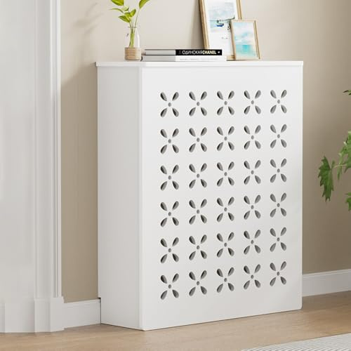 Copertura per termosifone bianca, 91,4 x 81,3 x 20,3 cm, in legno, per soggiorno e corridoio, facile da pulire, elegante decorazione per la casa, adatta per radiatori standard (70 x 80 x 15 cm)