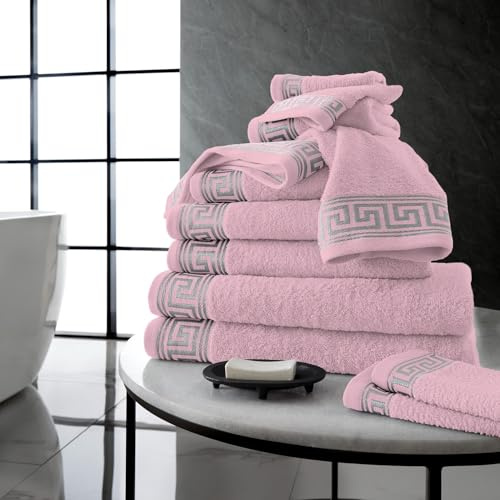 GC GAVENO CAVAILIA Set di asciugamani da 500 g/m², set di 8 asciugamani, 2 asciugamani + 2 asciugamani da bagno + 4 asciugamani per il viso, set di asciugamani in cotone egiziano, rosa cipria