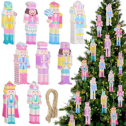 36 Stück Nussknacker Weihnachten, 10cm Soldat Nussknacker Figur Puppe, Weihnachtsschmuck Holz Hängend, Baumschmuck Nußknacker Figur, Christbaumschmuck Holzfiguren für Weihnachtsbaum Dekoration