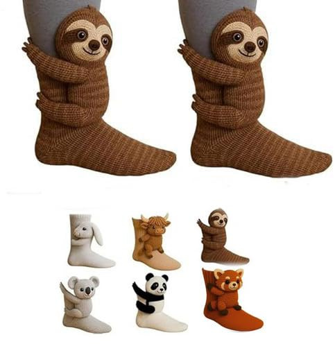 Générique Chaussettes Animaux Tricotées 3D, Jyora Chaussettes Animaux Crochetées À La Main, Chaussette De Sol En Tricot Au Crochet À La Main Mignonnes, Ornement De Noël