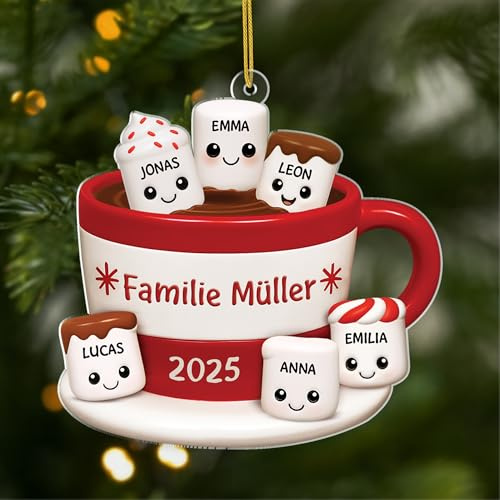 Geschenke Mall Personalisiertes Ornamente - Die Familie Zu Weihnachten - Weihnachtskugel mit Namen, Geschenke für Familie, Personalisierte Weihnachtsdekorationen mit Familiennamen (Model #1)