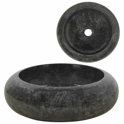 Vasque Salle de Bain,Lavabo 40 x 12 cm Marbre Noir pour Cuisine, Wc d'invités