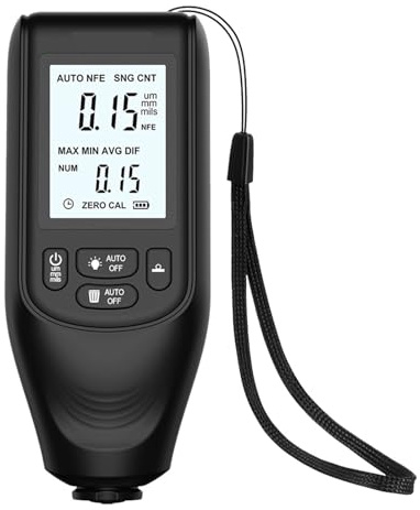 Misuratore di spessore del rivestimento digitale 0-2000UM FE/NFE vernice for auto Misurazione automatica,Prove non distruttive(Noir)