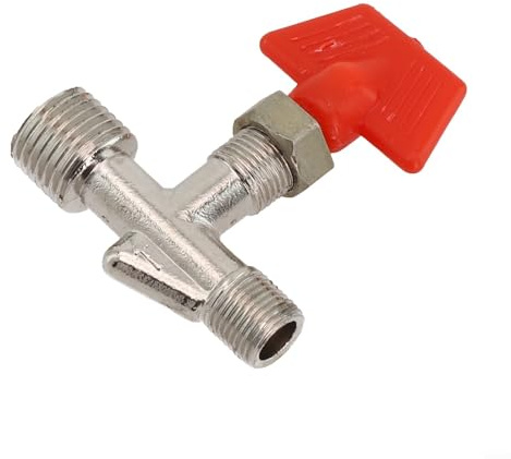 Vanne de gaz avec filetage mâle et aiguille pour pièces de compresseur d'air et accessoires pneumatiques, argent et rouge (A)