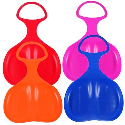 Schneeschlitten für Kinder, 4 Stück, 38, 1 x 57, 9 cm, bunt, für Kleinkinder, mit Griff, Frostschutz, tragbarer Schneeschlitten, rutschfest, robust, Outdoor-Schlitten für den Winter, Sportartikel, Sch