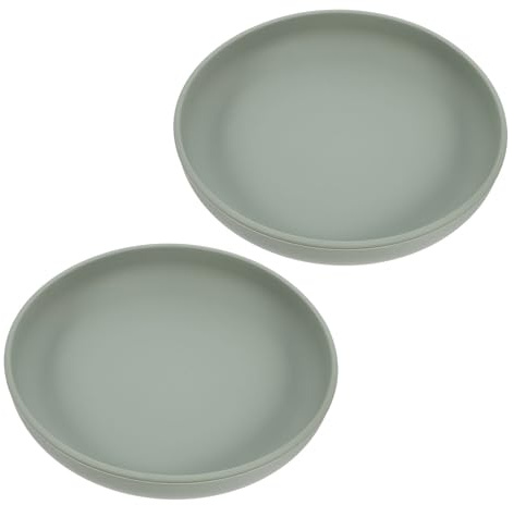 COLLBATH 2 Pièces Assiette Anti-déversement avec Ventouse pour Seniors et Adultes Handicapés Plateau Silicone Antidérapant Bord Relevé et Ergonomique Facile à Nettoyer Lave-vaisselle Lot