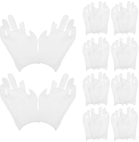 Healeved 12 Pairs White Cotton Fingerless Work Gloves Moisturizing Gloves for Men and Women for Dry Hands in Industrial and Safety Use