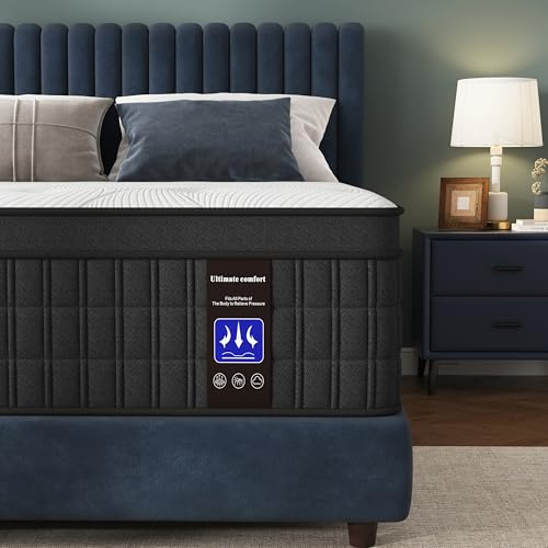 ABSUAIHUA Queen Mattress 12 Inch, Luxury Hotel Hybrid Mattress in a Box, Memory Foam and 7-Zones Individual Pocket Springs, Medium Plush Feel, Fiberglass Free -365-Night Trial
