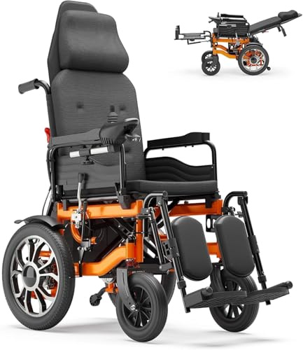 Elektrischer Rollstuhl für Erwachsene, 90°-160° verstellbare Rückenlehne, 40 cm Leichtmetallfelgen, Elektromobil mit abnehmbarer Fußstütze, USB-Ladefunktion, 5 Geschwindigkeitsstufen und LED-Beleuchtu