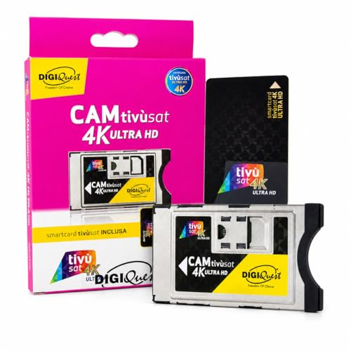 CAM Modul Tivusat 4K + aktivierte Karte Smartcard CI+ Digiquest TVSAT Italia