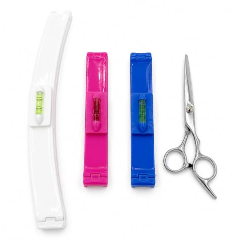 LUDHEP 4 Piezas cortador de puntas abiertas cabello, Bang Ruler Y Tijeras, Herramientas de Corte de Cabello, Accesorios Para El Salón, Herramientas De Recorte De Cabello, Para Flequillo