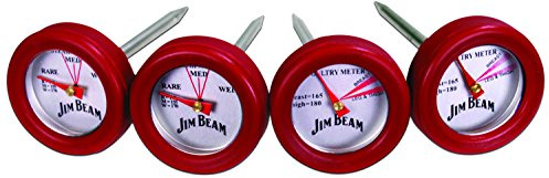 Jim Beam Steak und Geflügel Fleischthermometer, Instant Read Food Edelstahl Zifferblatt Thermometer, Grill Mates Barbecue BBQ Tools, Grillen und Backen Steak Thermometer, 4 Stück