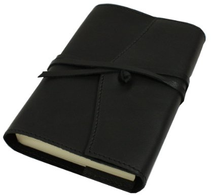 Papuro Milano Adressbuch aus italienischem Leder, handgefertigt, nachfüllbar, 9 x 13 cm, Schwarz