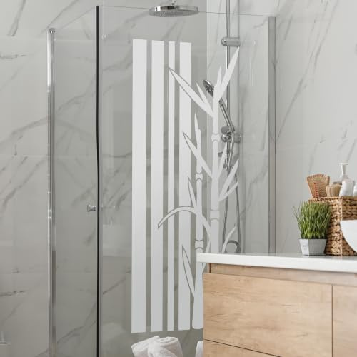 GRAZDesign Fenstertattoo Bambus & Pflanzen für Bad & Dusche – 150x57 cm | Dekoratives, selbstklebendes Fenstertattoo aus mattem Vinyl mit Bambusmotiv für glatte Glasflächen