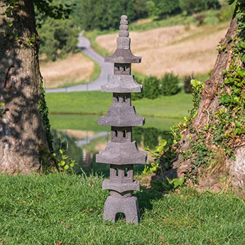 Lanterne Japonaise Pagode En Pierre De Lave 1.30 M