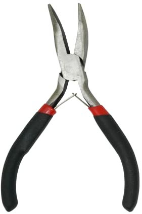 Dapetz ® 125mm Mini Bent Needle Nose Pliers - 45° Angled Jaw, Serrated Precision Carbon Steel Pliers for Jewelry Making, Wire Bending & DIY Crafts, Chrome-Plated for Durability