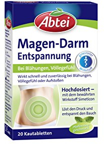Abtei Magen Darm Entspannung - bei Blähungen, Völlegefühl und Aufstoßen - hochdosiert - mit Simeticon - Pfefferminzgeschmack - 1 x 20 Kautabletten