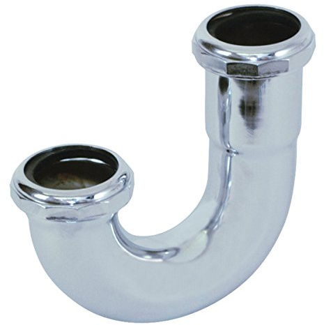 Eastman 1-1/4 Inch Heavy Duty J Bend with Slip Joint Connection, 22 Gauge, Brass Plumbing Fitting, Chrome, 35127