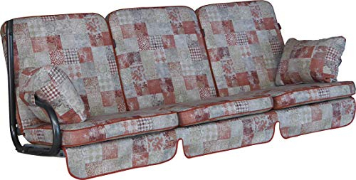 Angerer Freizeitmöbel GmbH Hollywoodschaukel Auflage Comfort - passend für viele 3-Sitzer Hollywoodschaukeln - Schaukelauflage Made in Germany (Rot-Beige Gemustert)