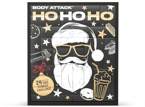 Body Attack Calendario de Adviento 2024 Fitness con nutrición deportiva, barritas de proteínas y otros aperitivos – Idea de regalo perfecta para Navidad – aún más variado, con Fitness Challenge